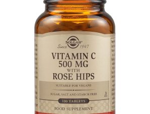 Solgar Vitamin C 500mg, with Rose Hips Συμπλήρωμα Διατροφής Βιταμίνης C με Σκόνη Καρπών Αγριοτριανταφυλλιάς για την Ενίσχυση του Ανοσοποιητικού 100tabs