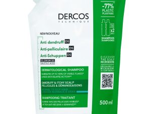 Vichy Dercos Anti-Dandruff Dermatological Shampoo for Normal to Oily Hair Refill Σαμπουάν Κατά της Ξηροδερμίας για την Καταπολέμηση της Λιπαρής Πιτυρίδας & της Φαγούρας του Τριχωτού 500ml