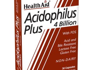 Health Aid Acidophilus Plus 4 Billion with FOS Συμπλήρωμα Διατροφής Προβιοτικών Στελεχών & Πρεβιοτικών για την Ενίσχυση της Εντερικής Χλωρίδας & Αντιμετώπιση Γαστροπεπτικών Διαταραχών 30caps