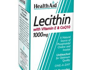 Health Aid Lecithin 1000mg with Vitamin E & CoQ10 Συμπλήρωμα Διατροφής Λεκιθίνης, Βιταμίνης Ε & Συνενζύμου Q10 για το Μεταβολισμό του Λίπους, Έλεγχο Βάρους & της Χοληστερίνης με Αντιοξειδωτικές Ιδιότητες 30caps