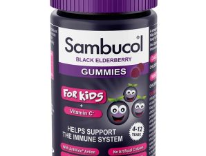 Sambucol Black Elderberry Kids + Vitamin C Immune Support Συμπλήρωμα Διατροφής Εκχυλίσματος Σαμπούκου & Βιταμίνης C για Ενίσχυση του Ανοσοποιητικού σε Παιδιά από 4 Ετών με Γεύση Σμέουρου 30 Ζελεδάκια