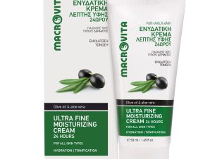 Macrovita Ultra Fine Moisturizing Face Cream 24h Ενυδατική Κρέμα Προσώπου Λεπτής Υφής με Λάδι Ελιάς & Αλόη για Όλους τους Τύπους Δέρματος 50ml