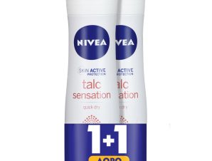Nivea Promo Talc Sensation Quick Dry Deodorant Spray Γυναικείο Αποσμητικό 48ωρης Προστασίας με Πούδρα Kaolin  2x150ml 1+1 Δώρο