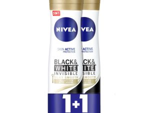 Nivea Promo Black & White Invisible Silky Smooth Deodorant Γυναικείο Αποσμητικό 48ωρης Προστασίας Κατά των Λεκέδων σε Spray 2x150ml 1+1 Δώρο