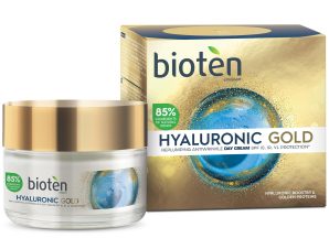 Bioten Hyaluronic Gold Replumping Antiwrinkle Day Cream Spf10 Αντιρυτιδική Κρέμα Ημέρας Προσώπου, Λαιμού με Υαλουρονικό Οξύ 50ml