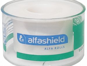 AlfaShield Alfa Silk Medical Tape Rolls Αδιάβροχη, Αυτοκόλλητη Ταινία Στερέωσης Επιθεμάτων & Επιδέσμων, από Μετάξι Λευκό 1 Τεμάχιο – 5m x 2.5cm