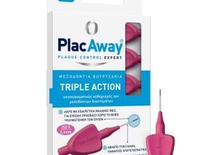 Plac Away Triple Action Iterdental Brushes Extra Soft Βουρτσάκια με Πολύ Απαλές Ίνες για Καθαρισμό των Μεσοδόντιων Διαστημάτων & των Ορθοδοντικών Μηχανισμών με Προστατευτική Θήκη – Λαβή 6 Τεμάχια – ISO 0 / 0.4mm